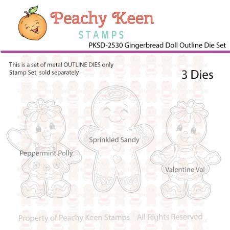 PKSD-2530 Polly, Sandy and Val Gingerbread Doll Outline DIE Set