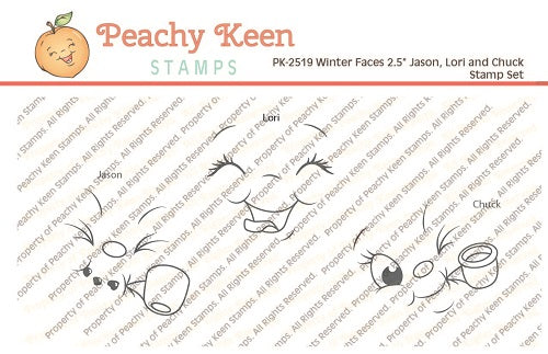 PK-2519 Winter Faces Jason, Lori and Chuck 2.5" Face Stamp Set
