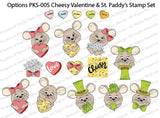 PKSD-005 Gigi and Fred Mice Cheesy Valentine's and St. Paddy's Day Stamp and Die Set