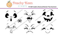 PK-1600 Pumpkins, Ghosts and Monster 2" Face Stamp Set