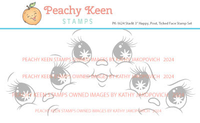 PK-1624 Starlit Happy-Pout-Ticked 3" Face Stamp Set