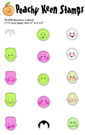 PK-558 Monsters ‘n More 1" Face Stamp Set