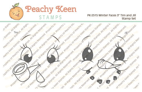 PK-2515 Winter Faces Tim and Jill 3" Face Stamp Set