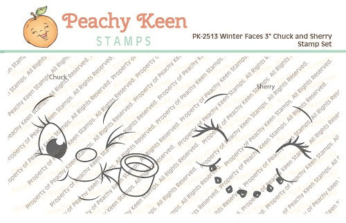PK-2513 Winter Faces Chuck and Sherry 3" Face Stamp Set