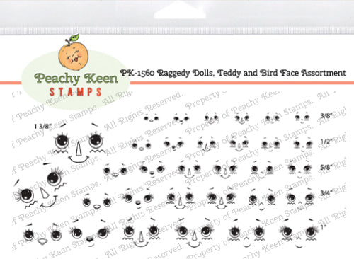 PK-1560 Raggedy Doll, Teddy and Bird Face Stamp Assortment