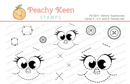 PK-3011 "HENRY" Scarecrow Faces 3", 2.5" and 2" Stamp Set