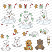 PKSD-001 Faceless Polar Bear Fun Stamp and Die Set