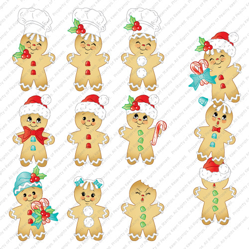 PKSD-009 Gingerbread Die and Face Stamp Set – Peachy Keen Stamps